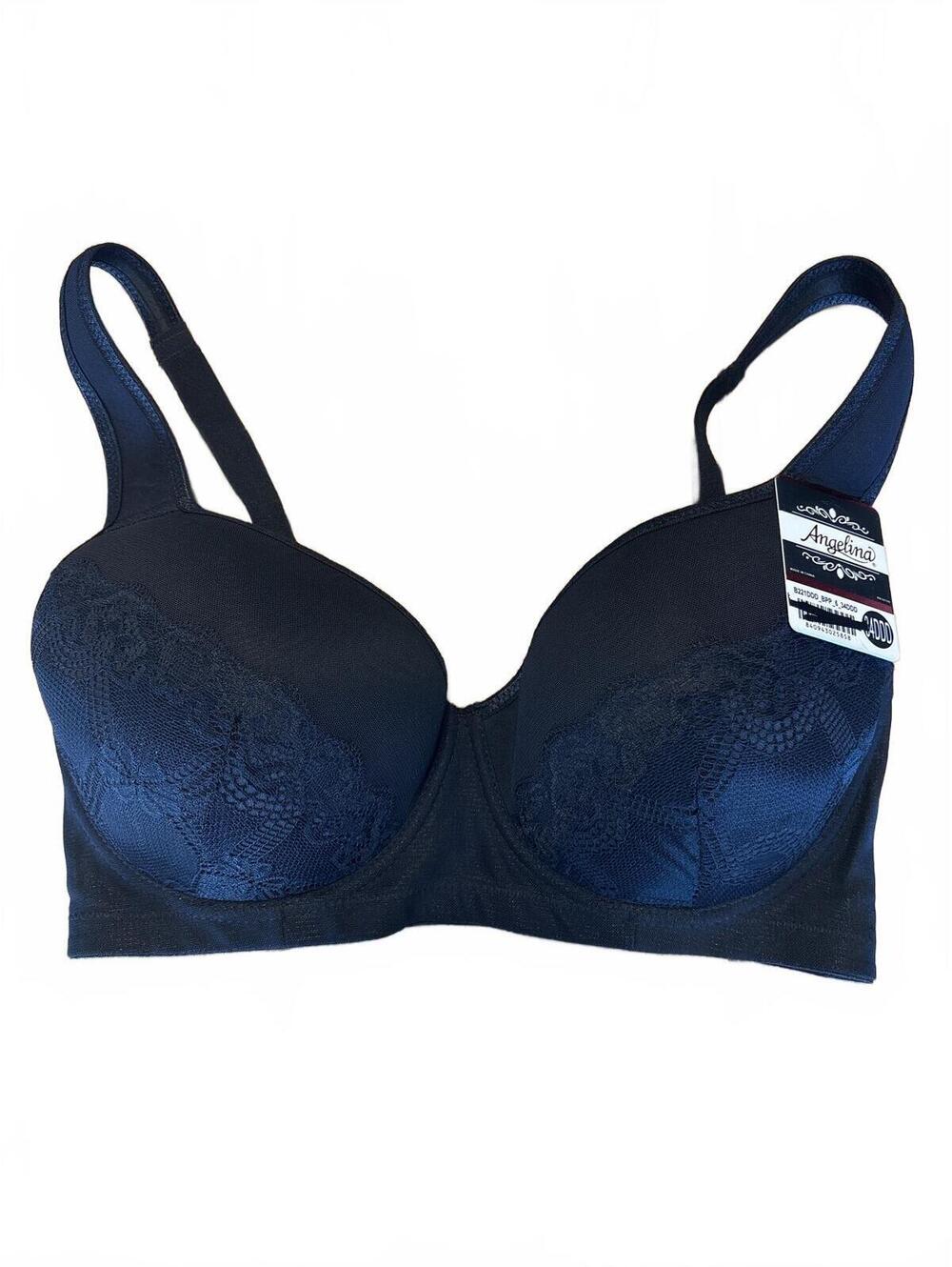 New Angelina Black Lace 34DDD Bra with Adjustable Straps Womans Ladies